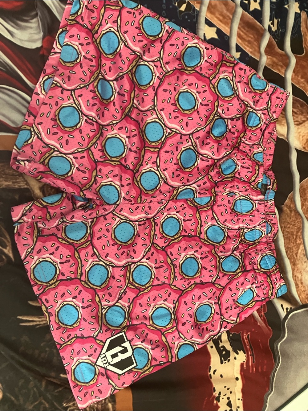 Men's Athletic Shorts with Pink & Blue Donut Print